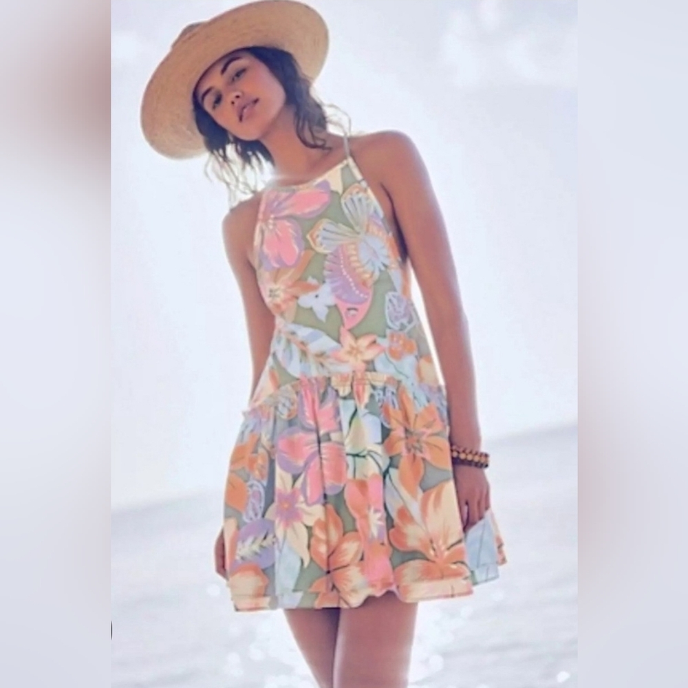 Free People Women’s Size Large Deserted Island Open Back‎ Mini Dress NWoT